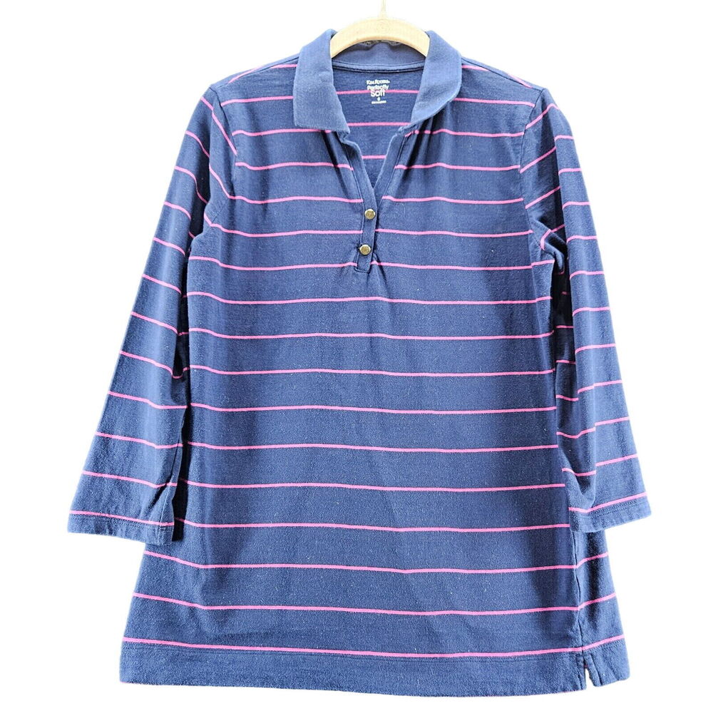 Kim Rogers Womens Polo Multi-Color Size Small 100% Cotton Pullover 3/4 Sleeve